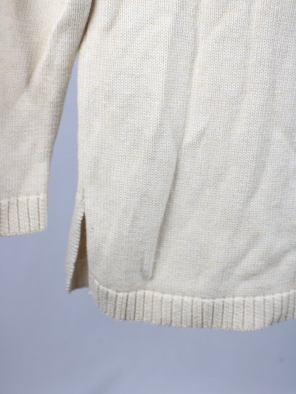 Jeanne Pierre Cream Off White 100% Cotton Raglan Crewneck Sweater Small - Picture 4 of 4